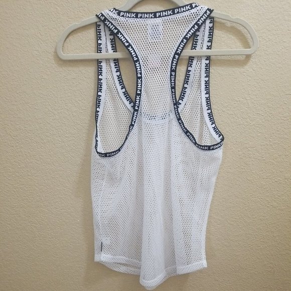VS Pink Women's Crop Top Sheer See-Through Fishnet Sleeveless Mesh NWT Large - Picture 4 of 4